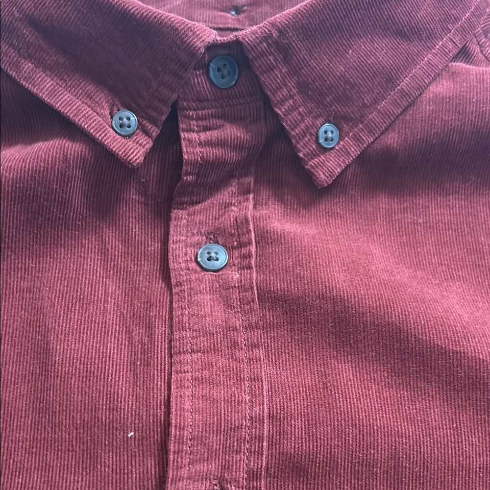 Men's red corduroy longsleeve button down - Picture 4 of 6